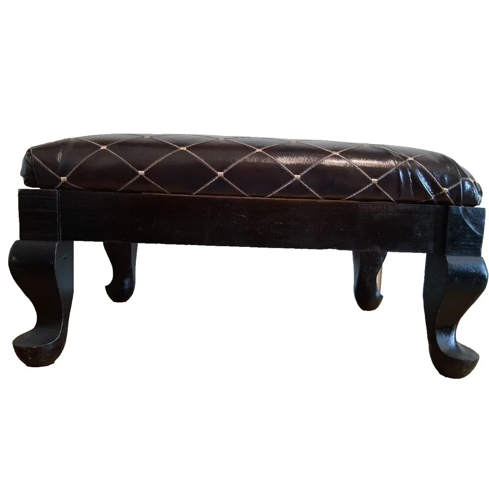 Re-Upholstered Wood Foot Stool